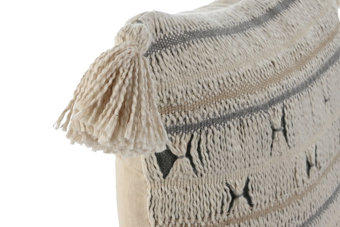 DKD Home Decor Set de 2 Cojines de Algodón Hechos a Mano Gris y Blanco 45x45 cm