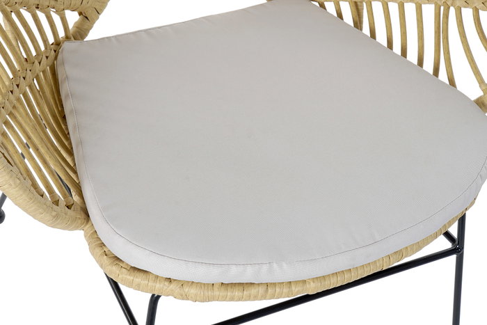DKD Home Decor Silla Terraza Y Jardin Hoja Marron Claro Negro Ratan Sintetico Hierro Galvanizado 67 x 86 x 76 cm (2 Unidades)