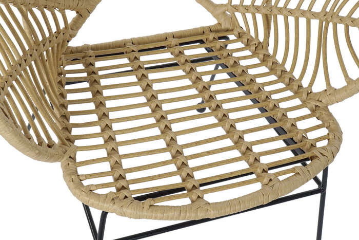 DKD Home Decor Silla Terraza Y Jardin Hoja Marron Claro Negro Ratan Sintetico Hierro Galvanizado 67 x 86 x 76 cm (2 Unidades)