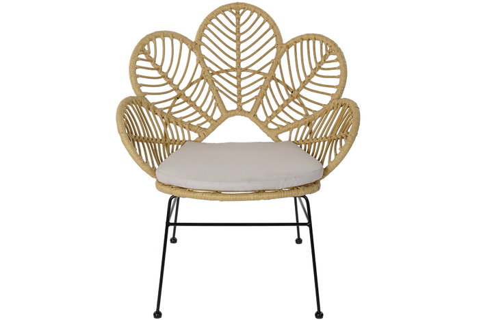 DKD Home Decor Silla Terraza Y Jardin Hoja Marron Claro Negro Ratan Sintetico Hierro Galvanizado 67 x 86 x 76 cm (2 Unidades)