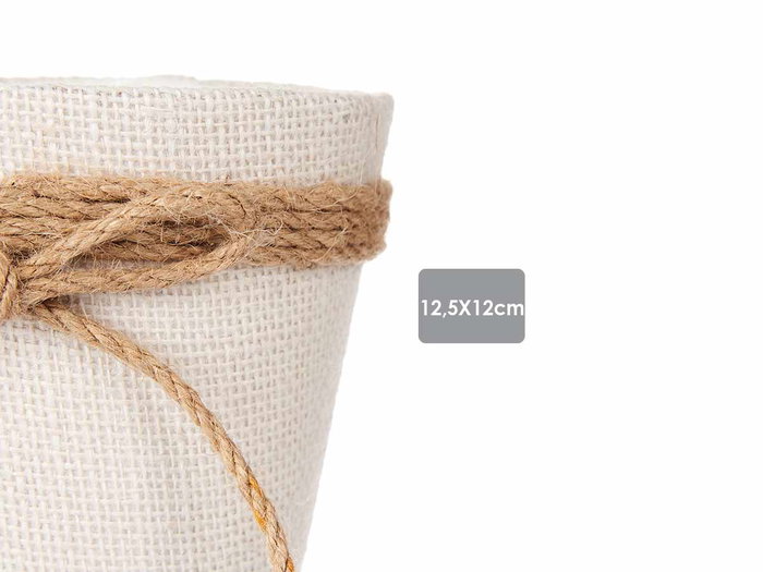 Ibergarden Macetero de Tela con Lazo Decorativo, 12.5x12 cm, Color Blanco, para Plantas de Interior y Exterior (Set de 24)