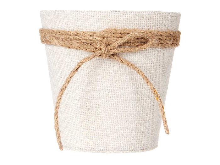 Ibergarden Macetero de Tela con Lazo Decorativo, 12.5x12 cm, Color Blanco, para Plantas de Interior y Exterior (Set de 24)
