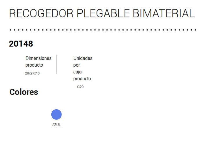 Plastiken Recogedor Plegable Bimaterial Azul 20148-AZU