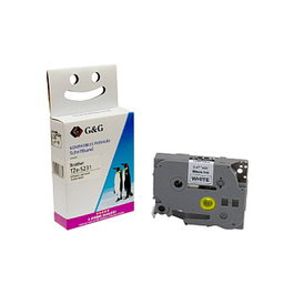 G&G Cinta de etiquetado de 12 mm x 8 m, compatible con Brother TZe-S231, negro sobre blanco