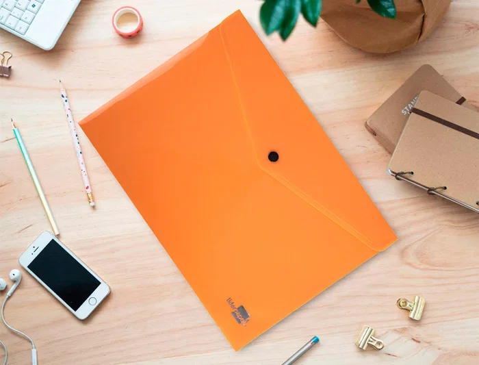 Liderpapel Dossier Broche Polipropileno Din A4 Naranja Fluor Opaco 50 Hojas