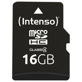 Intenso 3403470 Tarjeta MicroSDHC de 16GB Clase 4 con Adaptador SD, Lectura 20MB/s