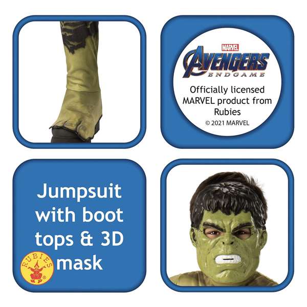 Rubies Disfraz infantil Hulk Avengers Endgame classic talla M Rubies Disfraz infantil Hulk Avengers Endgame classic talla M