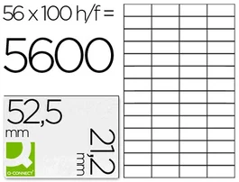 Q-connect KF10638 Etiquetas Adhesivas 52,5x21,2 mm para Fotocopiadora, Laser e Ink-jet, Caja 100 Hojas DIN A4