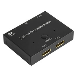 GoodConnections DP1.4 Switch DisplayPort 2-fach Bidireccional para 8K Ultra HD @30Hz (7680x4320) - Metal, Negro