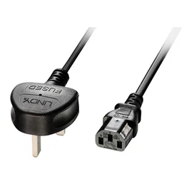 Lindy Cable de Alimentación 3m Enchufe Tipo G a IEC C13 Negro