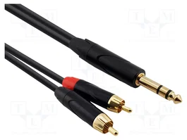 REDS MUSIC Cable Jack 6,3mm a RCA x2, 0,3m, Negro