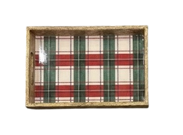 DKD Home Decor Bandeja Mango Tartan Lacado Rojo