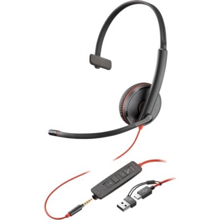 Poly 8X227A6 Auricular monoaural Blackwire 3215 con Micrófono, USB-C/Jack 3.5mm, Negro Poly 8X227A6 Auricular monoaural Blackwire 3215 con Micrófono, USB-C/Jack 3.5mm, Negro