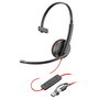 HP Poly Blackwire C3215 Auriculares de Diadema Monoaural USB-C/A y 3.5 mm Negro (Paquete Bulk) con Adaptador y Estuche