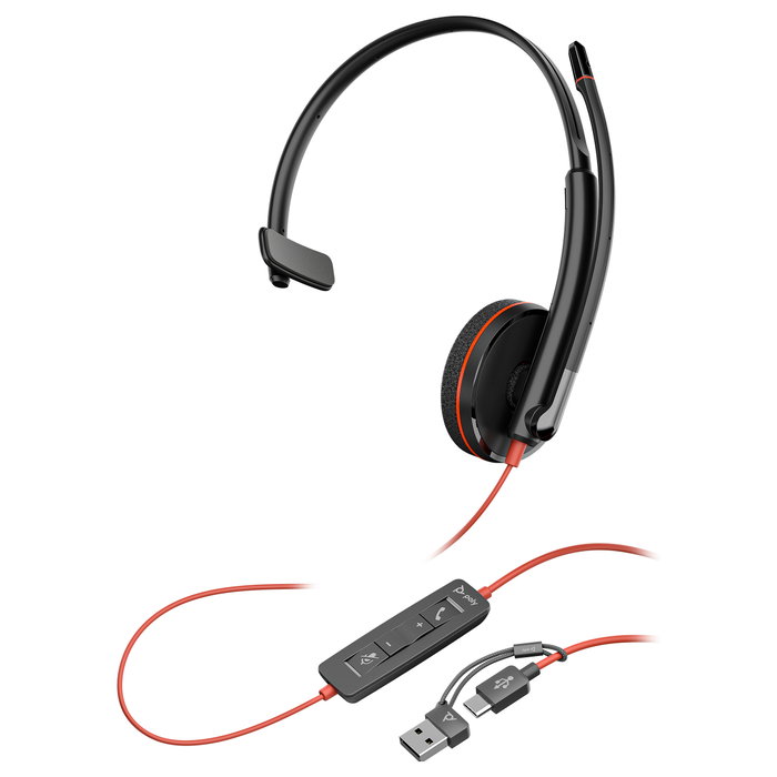 Poly Blackwire 3215 Monoaural USB-C/A + 3,5 mm Negro