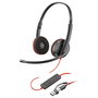HP Poly Blackwire C3215 Auriculares de Diadema Monoaural USB-C/A y 3.5 mm Negro (Paquete Bulk) con Adaptador y Estuche