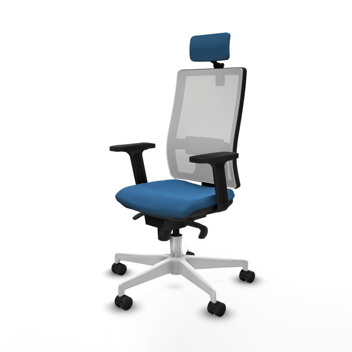 PIQUERAS Y CRESPO Silla de oficina Horna con mecanismo Sincro, Azul claro y Blanco