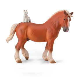 COLLECTA Caballo de tiro con gato encima