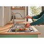 Grohe StartEdge Mezclador monomando de cocina con caño alto en forma de C y aireador extraíble, Cromo