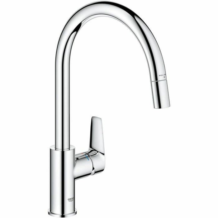 Grohe StartEdge Mezclador monomando de cocina con caño alto en forma de C y aireador extraíble, Cromo