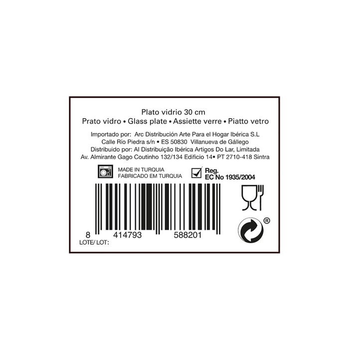 Plato Presentación Vidrio Boreal Quid 30 cm