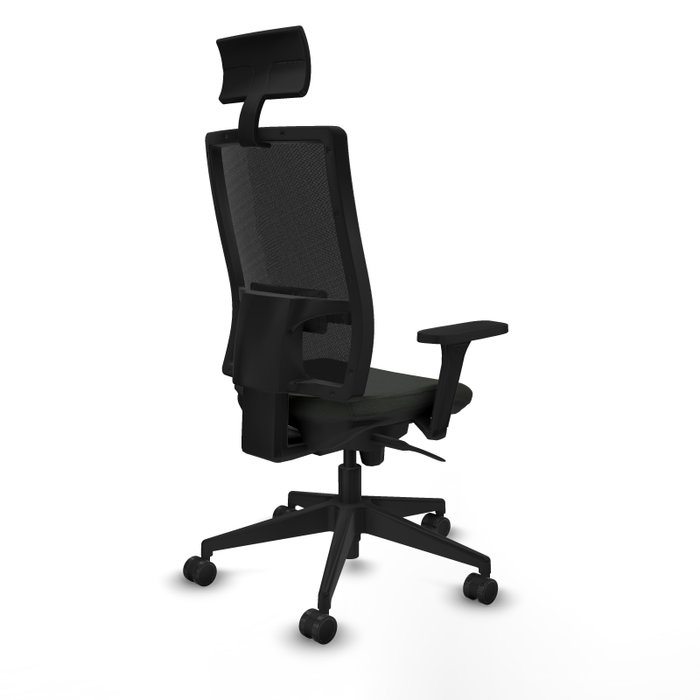 PIQUERAS Y CRESPO Silla de oficina Horna con mecanismo Sincro, Brazos 3D y Cabecero Fijo, Negro