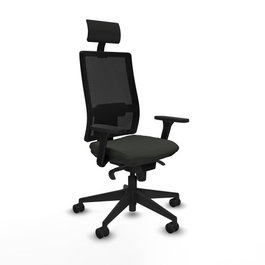 PIQUERAS Y CRESPO Silla de oficina Horna con mecanismo Sincro, Brazos 3D y Cabecero Fijo, Negro