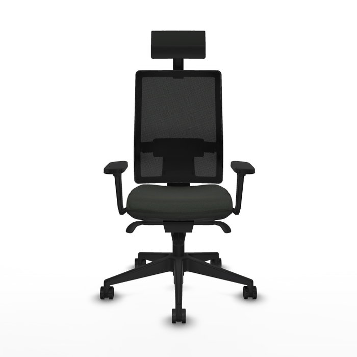 PIQUERAS Y CRESPO Silla de oficina Horna con mecanismo Sincro, Brazos 3D y Cabecero Fijo, Negro