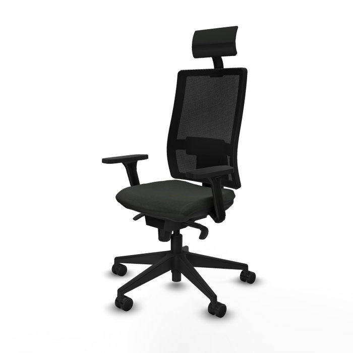 PIQUERAS Y CRESPO Silla de oficina Horna con mecanismo Sincro, Brazos 3D y Cabecero Fijo, Negro