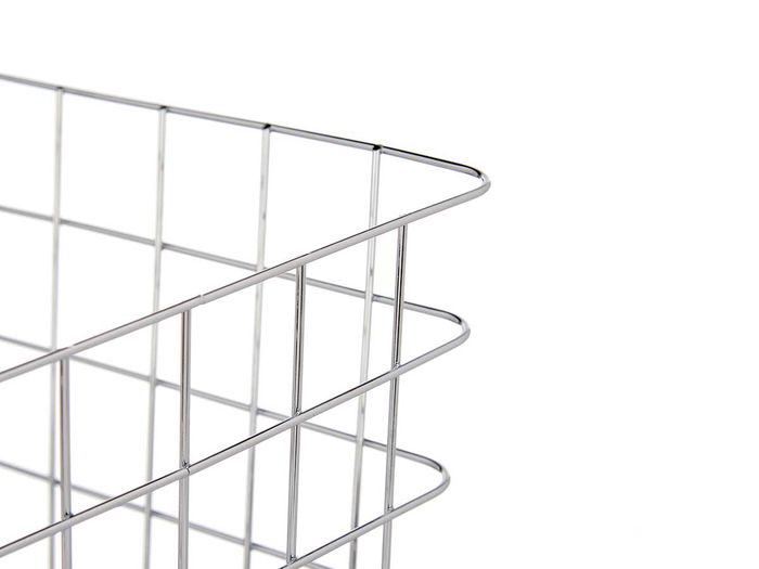 Kinvara Cesta Rectangular Metal Cromada Plata 38x21x26 cm (Set de 6)