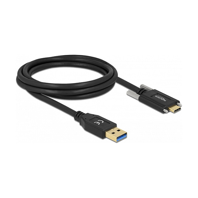 DeLOCK Cable USB 3.2 Gen 2 Tipo-A a USB-C con tornillos 2m Negro