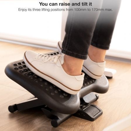 TooQ TQFR0603-B Reposapiés Ajustable e Inclinable, Negro, 460 x 340mm