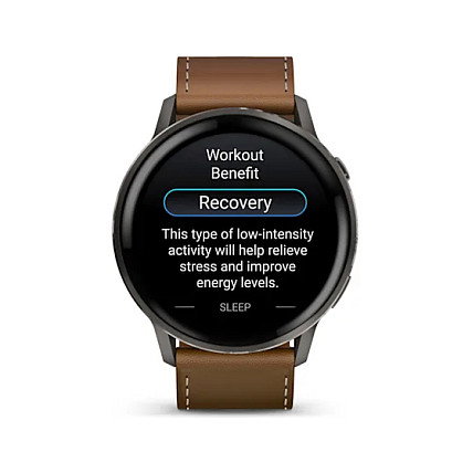 Garmin Venu 4 Reloj Inteligente 45 mm Negro Marrón, Pantalla AMOLED Táctil 1.4", GPS, 8 GB, Batería 12 Días, Cuero, Resistencia al Agua 5 ATM
