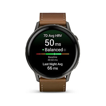 Garmin Venu 4 Reloj Inteligente 45 mm Negro Marrón, Pantalla AMOLED Táctil 1.4", GPS, 8 GB, Batería 12 Días, Cuero, Resistencia al Agua 5 ATM
