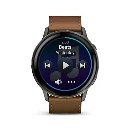 Garmin Venu 4 Reloj Inteligente 45 mm Negro Marrón, Pantalla AMOLED Táctil 1.4", GPS, 8 GB, Batería 12 Días, Cuero, Resistencia al Agua 5 ATM
