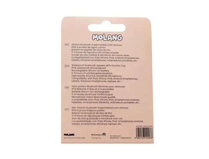 Wondee Altavoz Bluetooth Molang Waterproof con Ventosa Adhesiva y Micrófono para Ducha