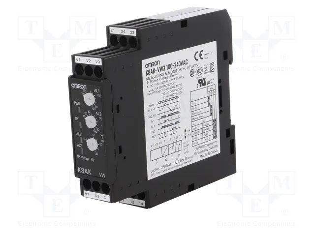 OMRON K8AK-VW3 Relé de monitorización de tensión 100-240V AC OMRON K8AK-VW3 Relé de monitorización de tensión 100-240V AC