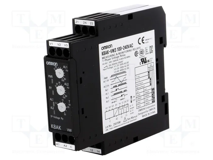 OMRON K8AK-VW3 Relé de monitorización de tensión 100-240V AC OMRON K8AK-VW3 Relé de monitorización de tensión 100-240V AC