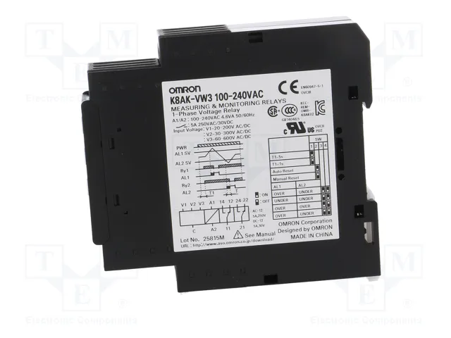 OMRON K8AK-VW3 Relé de monitorización de tensión 100-240V AC OMRON K8AK-VW3 Relé de monitorización de tensión 100-240V AC