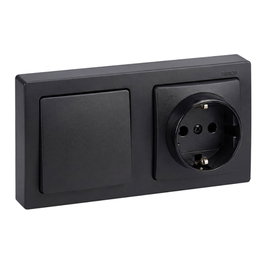 Simon Base de superficie Schuko 2P+T + conmutador Simon73 Loft Grafito
