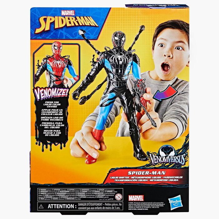 Hasbro G0728 Figura Spider-Man Venomizado Transformación Líquida Marvel de 27cm - Inglés, Francés, Alemán, Italiano, Portugués, Español