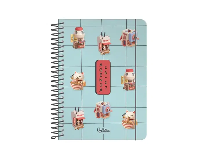 Liderpapel Agenda Escolar 2026-2027 Colección Fantasy F, Día Página A6+, Espiral, Interior Bilingüe, Tapa Dura, Incluye Pegatinas, Papel FSC 80g