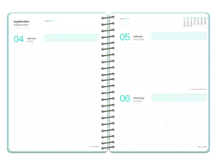 Liderpapel Agenda Escolar 2026-2027 Colección Fantasy F, Día Página A6+, Espiral, Interior Bilingüe, Tapa Dura, Incluye Pegatinas, Papel FSC 80g