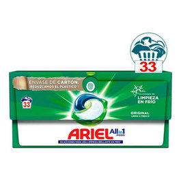 Ariel Detergente en Cápsulas Pods 5 en 1: Manchas, Brillo, Frescura, Protección - Eficaz en Frío, 33 Dosis