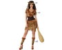 Disfraz Cavernícola Mujer Neandertal XL Marrón Original Prehistoria Fiesta Carnaval 4 Piezas Incluye Tocado Vestido y Cubrebotas