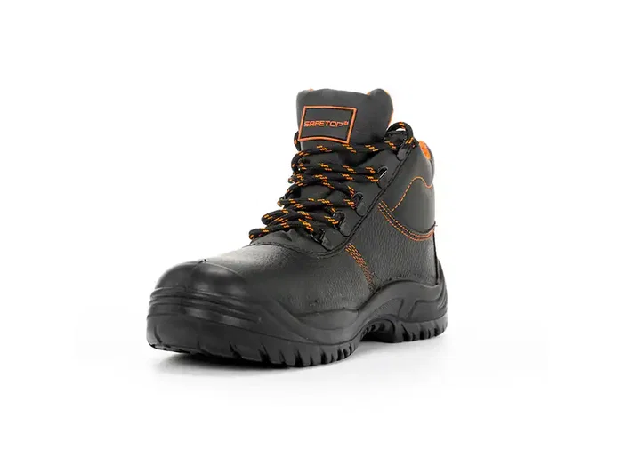 Safetop Bota de seguridad de cuero grabado con suela de acero S3 SR negra talla 39