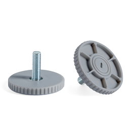 HERRAJES ALK Pie Nivelador Tano Ø45 M8x24 Gris Plata C/Huella Allen 4Mm