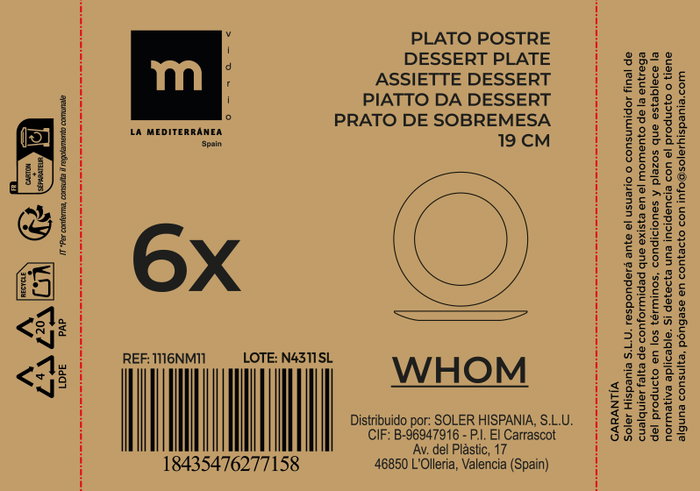 La Mediterranea Plato de Postre Whom 19cm