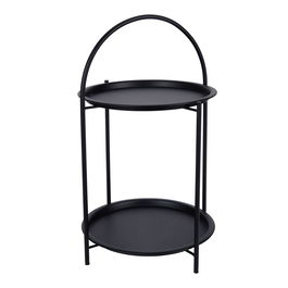 Basics Mesa Auxiliar de Metal Negro, 2 Alturas con Asa Superior, 40 x 66 cm