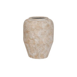 DKD Home Decor Jarrón de Metal Envejecido Blanco y Marrón 23,5x23,5x30 cm